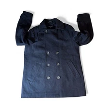 🔥 Calvin Klein Men’s Double Breast Peacoat Jacket 100% Wool Navy Blue Sz M 🔥