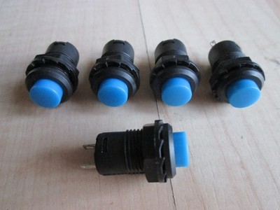 Lot (5) Blue Push Button Switch 1/2'' On-Off Latching 3A 125VAC 0.3A 12VDC #E35BD