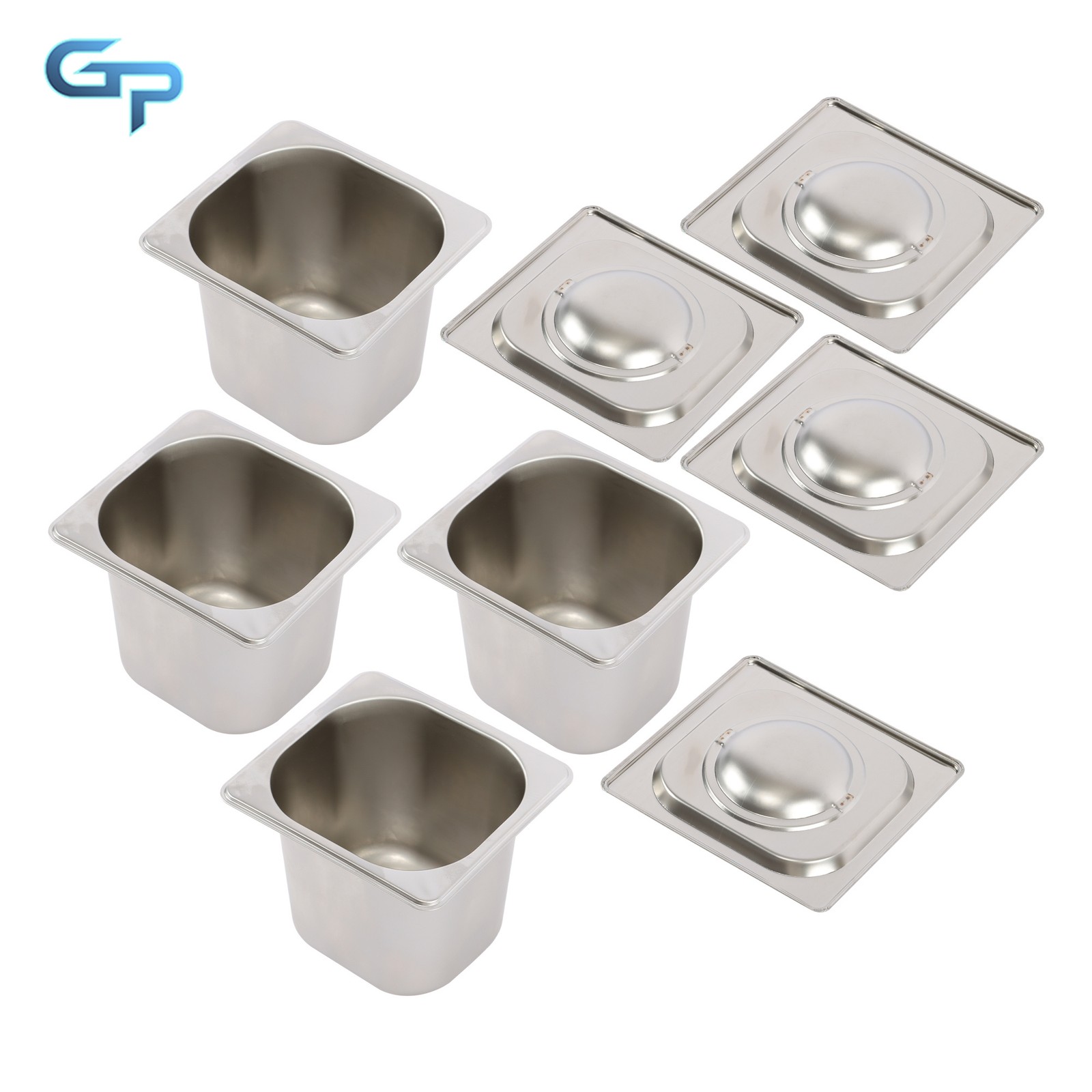 4 Pack 1/6 Size 6 Inch Deep Stainless Steel Hotel Pans - Commercial Food Pans