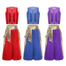 Kids Boys Arabian Prince 2 Pcs Dance Set Sleeveless Waistcoat and Harem Pants