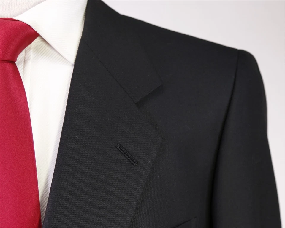 Traje Hickey Freeman a medida mohair de lana negro liso 2-Btn a medida 40S Foto 4 de 4