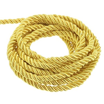 Twisted Cord Trim 22 Yard 5mm 3-Ply Twine Rope Shiny Thread String Light Gold
