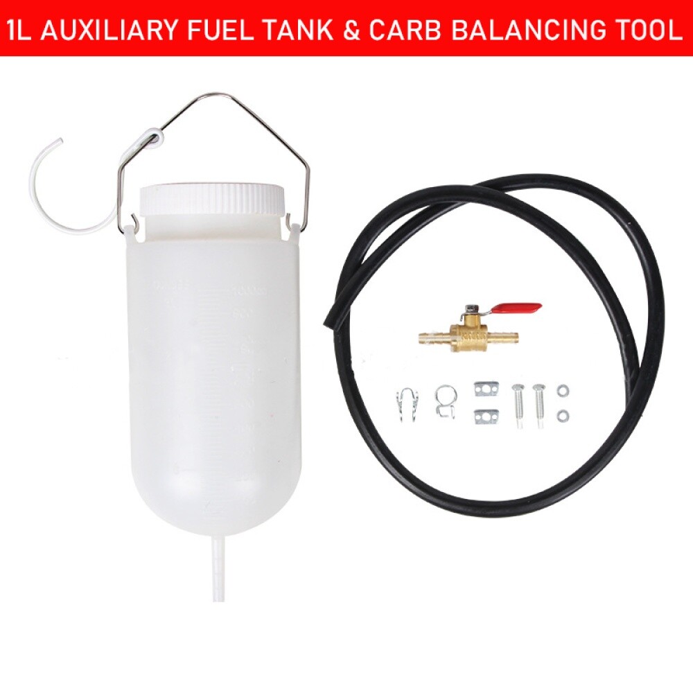 MOTORCYCLE 1 LITRE AUXILIARY FUEL TANK & CARB BALANCING TOOL