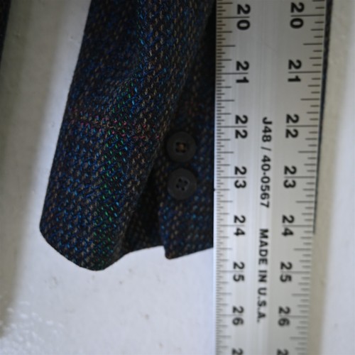 Vtg 41R 42R Blue Blanketweave Tweed Mens Blazer Suit Jacket Sport Coat - Picture 9 of 12