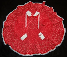 Vintage MINIWORLD Red Prairie Dress FULL CIRCLE Ditsy Floral Print USA 2T #37