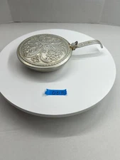 Vintage Aluminum Silent Butler - 11.75" Decorative Crumb Catcher with Floral Lid