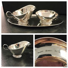 Wilkens Set Zuckerschale Milchk&auml;nnchen Tablett 835 er Silber Zucker & Milch