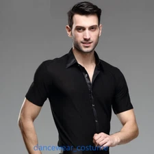 Men Party Ballroom Latin Tango Modern Salsa Competition Practice Dance Shirt Top