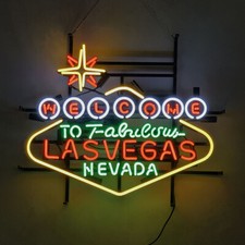 Neu Welcome to Fabulous Las Vegas Leuchtreklame Neon Sign Wand Dekor 24"x20"