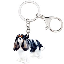 Acrylic Cute Charles Spaniel Dog Keychains Purse Key Ring Jewelry Charms Gifts