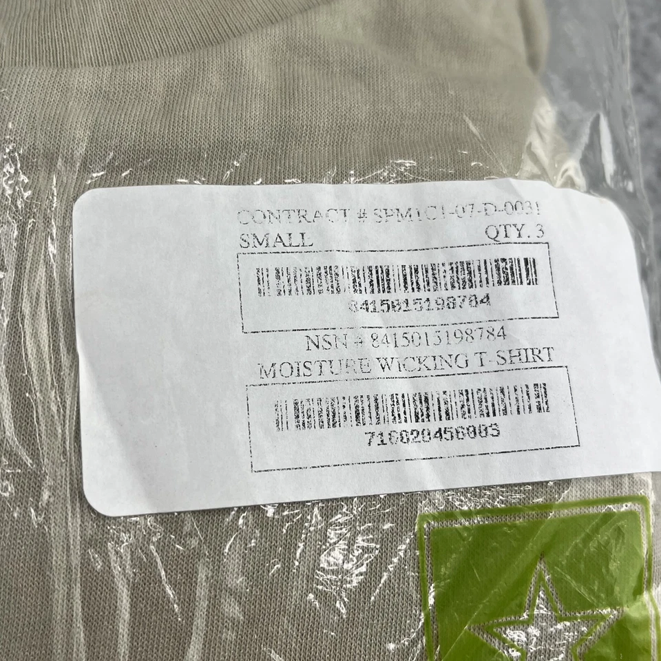 Camiseta US Arny DSCP Para Hombres Pequeña Beige Paquete de 3 Cuello Redondo Absorbe Humedad Militar Foto 4 de 4