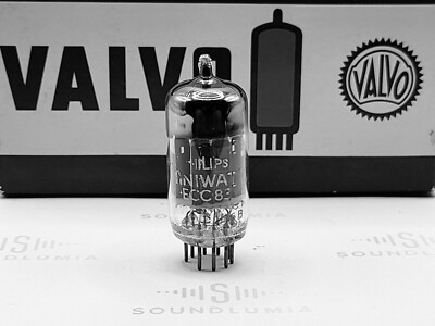 1x Valvo ECC83 12AX7 Long Plates Square Getter Philips Label - Hamburg '56 mC1