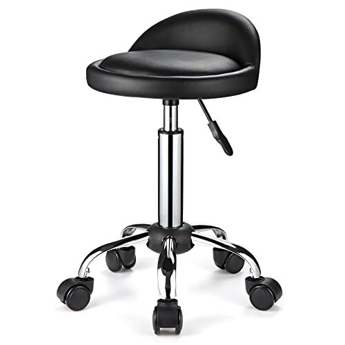 FNZIR Swivel Rolling Stool with Wheels Height Adjustable Stool Drafting Chair