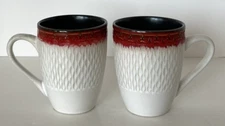 Mikasa Gourmet Basics Sorrento Red Stoneware Set of 2 Cups / Mugs 14 oz Capacity