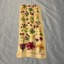 Adrienne Vittadini Floral Print Silk Scarf Oblong Rectangle READ