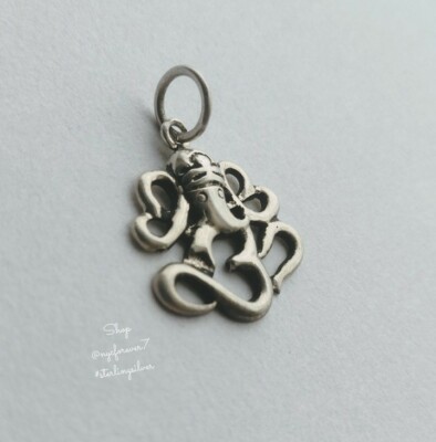 Om Ganesha Elephant Head Divine Bestower of Success Pendant 925 