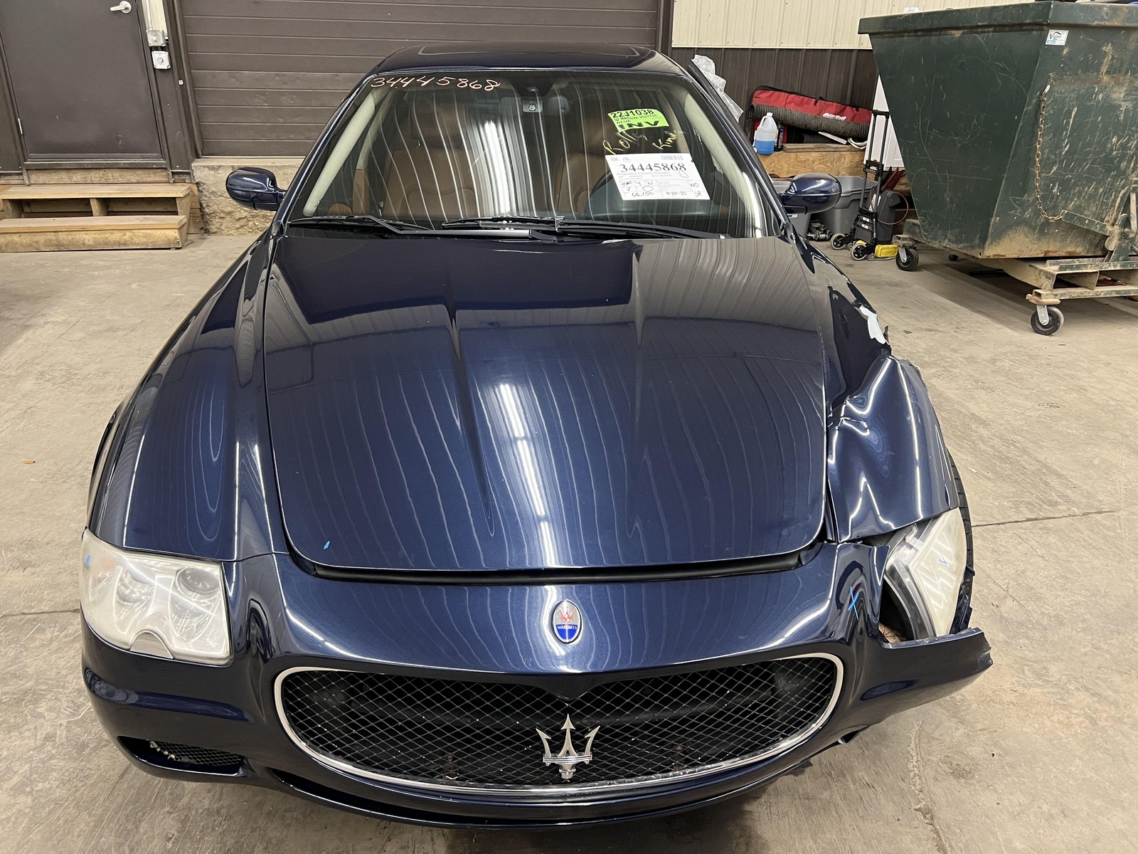 07 MASERATI QUATTROPORT FRONT HOOD PANEL BONNET W/HINGES NEPTUNE BLUE