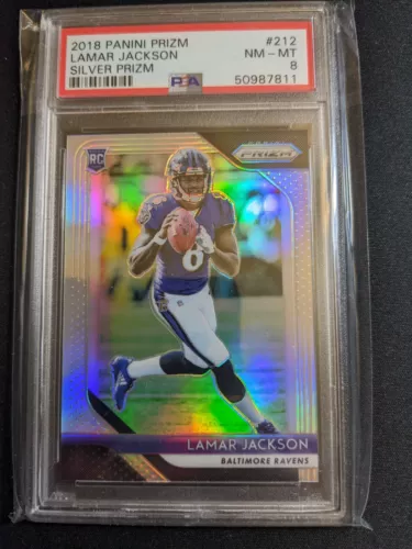 2018 Panini Prizm LAMAR JACKSON RC #212 Silver Prizm SP Rookie PSA 8 LOW POP! 💎