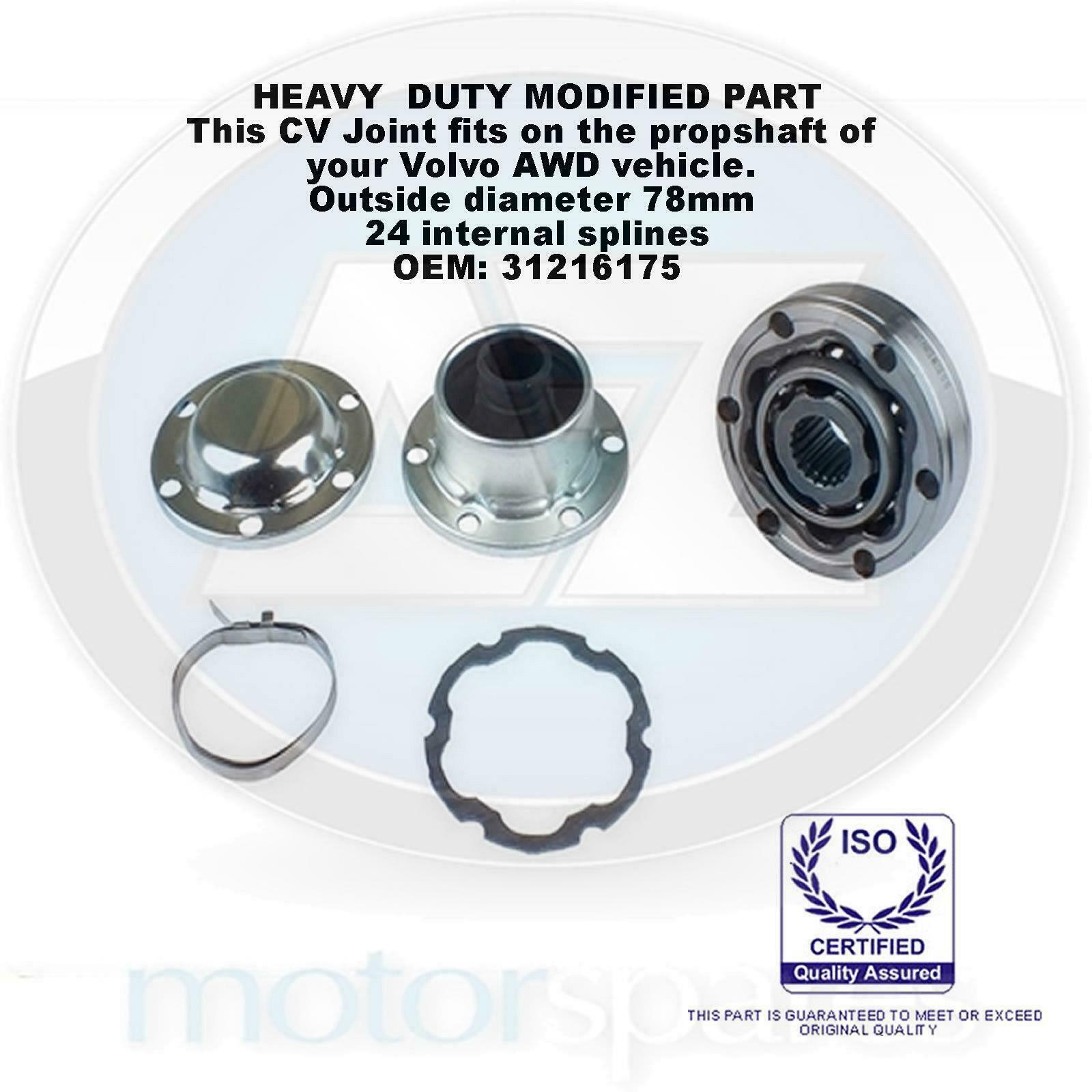 FOR VOLVO S60 V70 XC70 XC90 PROP SHAFT INNER CV JOINT KIT 86mm WITH 20