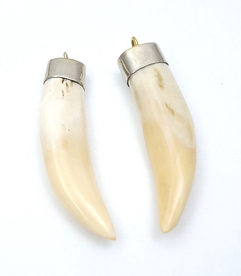 2 Vintage Ethiopian Camel Bone Pendant tribal jewelry