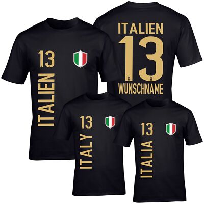 FanShirt ITALIEN Trikot Herren BLACK Druck Nummer Name Jersey WM EM FanShirts4u