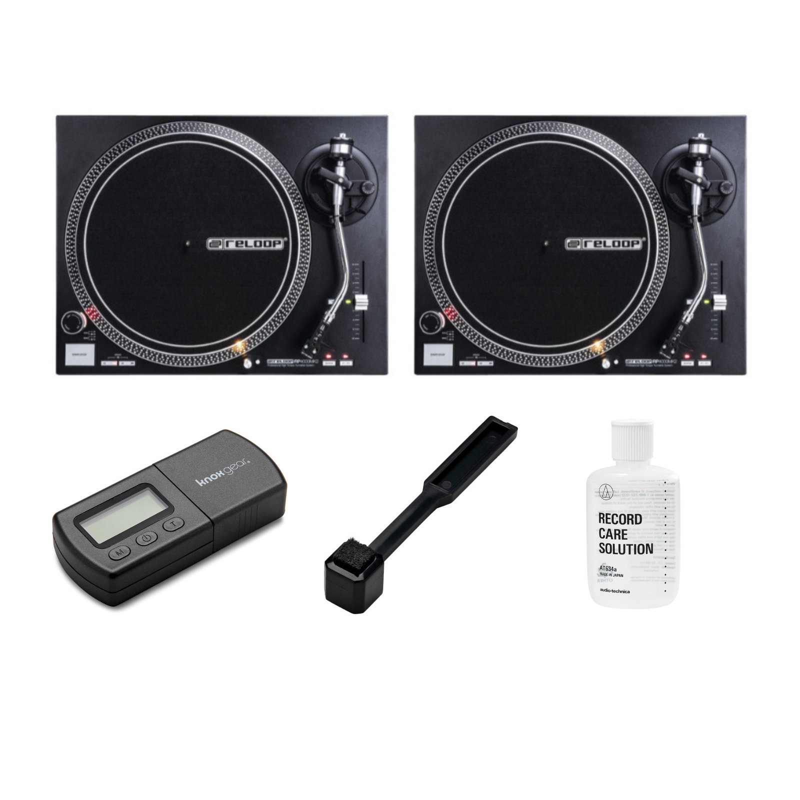 Reloop RP4000MK2 Professional Turntable System Pair with Record Care