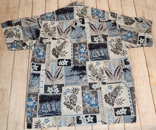 Go Barefoot Button Up Shirt Medium Floral Made In USA Hawaiian Aloha Camp Men's - Picture 3 of 4