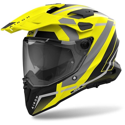 FULL FACE MOTORCYCLE HELMET DUAL FIBER AIROH COMMANDER 2 MAVICK YELLOW NEON MATT SIZE L