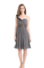 Bill Levkoff Bridesmaid Dress 723 Prom Wedding One Shoulder short Chiffon NEW