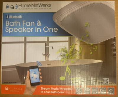 Home NetWerks 7130-04-BT Bath Fan Bluetooth Stereo Speaker White