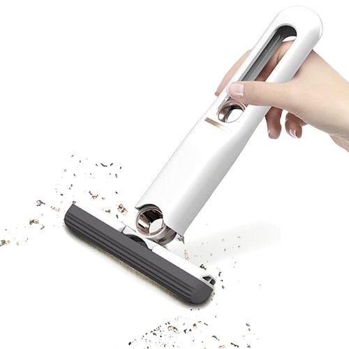 2-Pack Foldable Mini Sponge Mop - Self-Wringing Handheld Cleaner For Kitchen, Bathroom, Windows, Car (White & Orange)