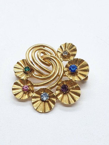 BELLE BROCHE CHIMERE / DRAGON / ANCIENNE 1920/30 en Plaqué or avec 1/2 BELLE BROCHE CHIMERE / DRAGON / ANCIENNE 1920/30 en Plaqué or avec 1/2