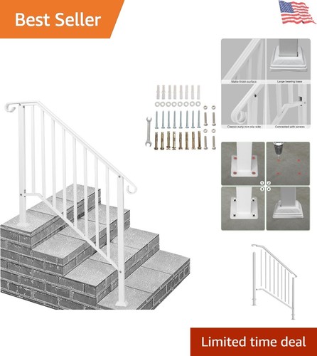 Durable Outdoor Handrail for Steps with Easy Install Kit - Transitional Style