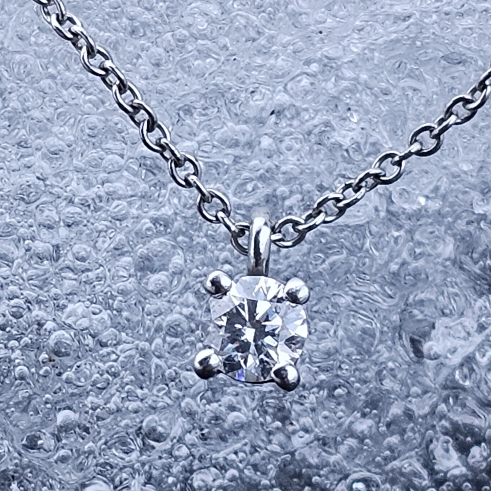 Tiffany & Co. Diamante Solitario Colgante Redondo ~ 0,17ct Platino 16" Cadena  Foto 2 de 4