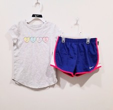 NIKE Hearts Shirt Dri-Fit Shorts 2 Piece Set Girl's Size 4 NWT