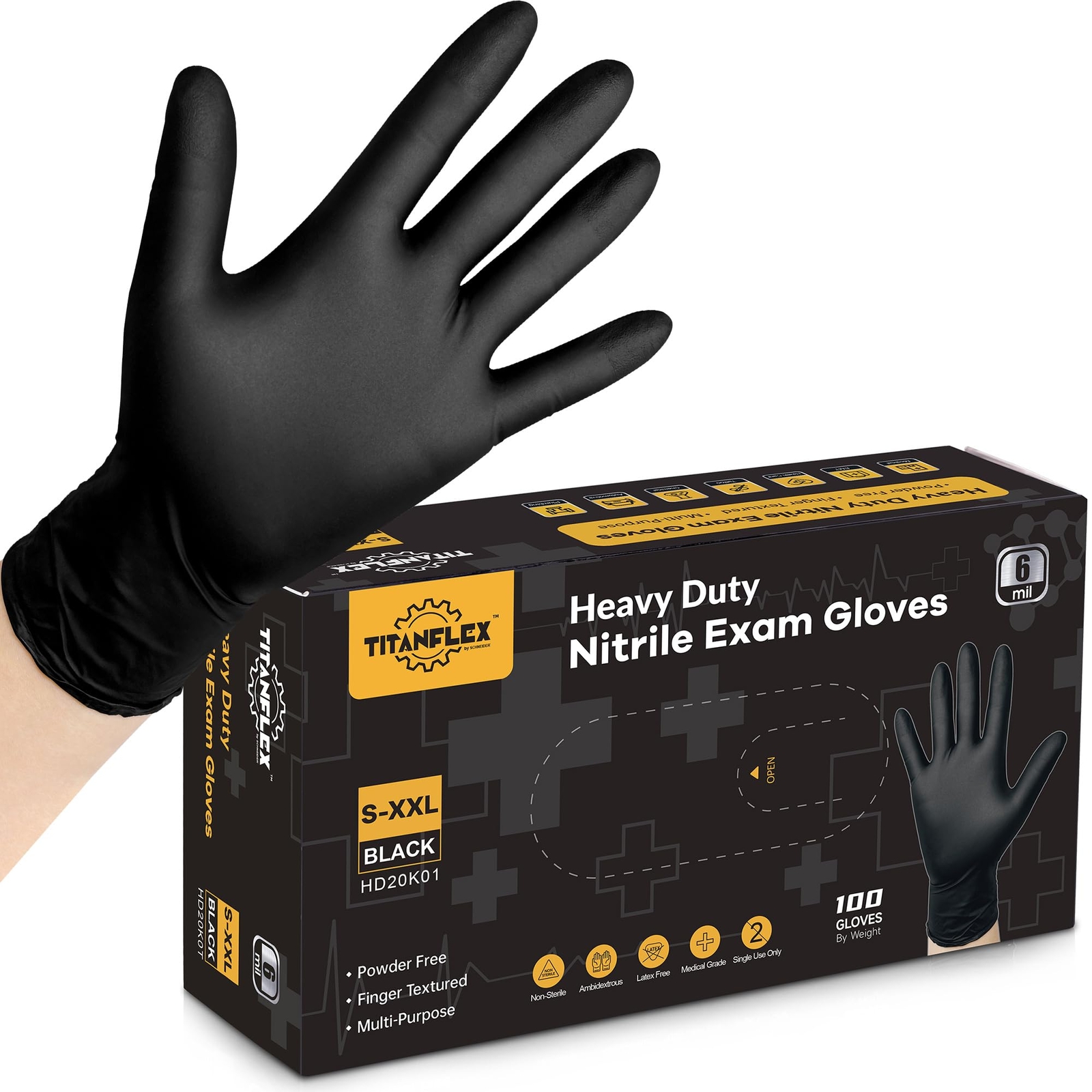 Heavy Duty Black Latex Free Rubber Gloves for Cooking and Food Prep-image