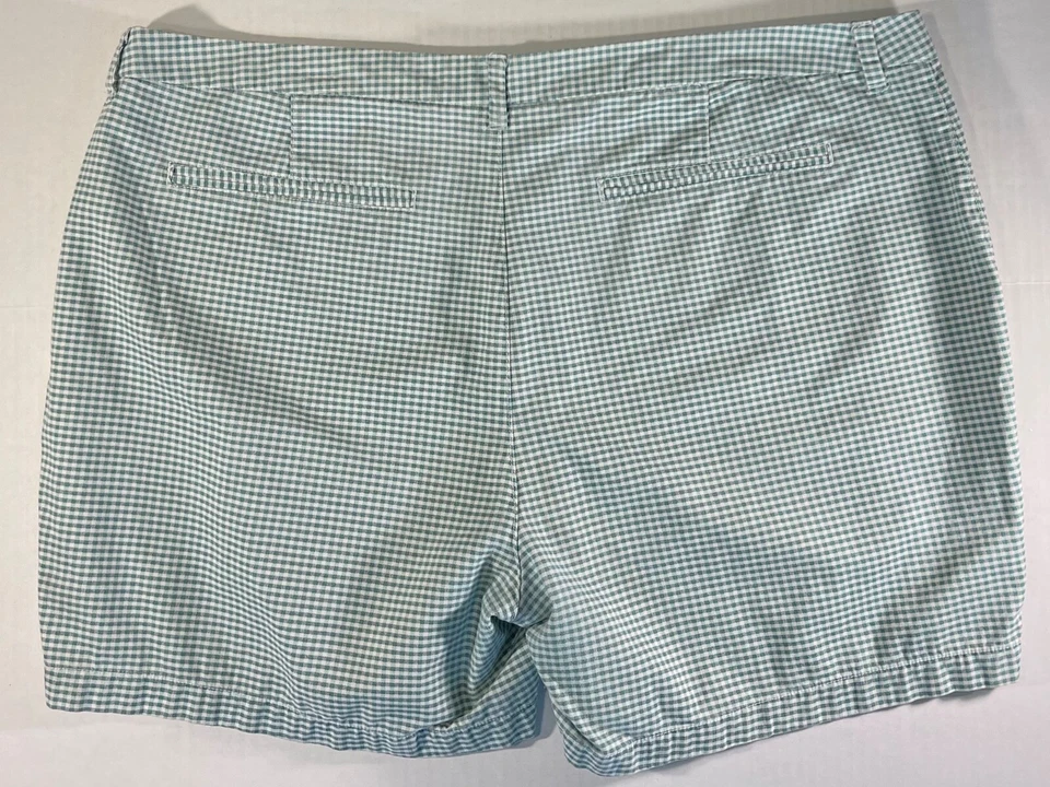 Pantalones Cortos OLD NAVY Verde y Blanco Cuadros Cremallera Bolsillos Mosca Para Mujer Talla 18 Foto 3 de 4