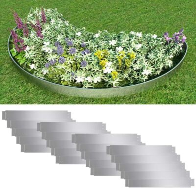 NNEVL Set of 20 Flexible Lawn Fence Galvanised Steel 100 x 14 cm