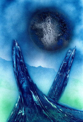 Blue Gemstone Crystals Original Painting Signed by artist Jason Girard.