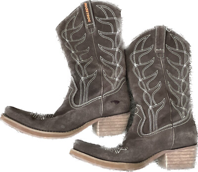 Rocket Dog Womens Cowboy Boots Dark Brown Faux Suede