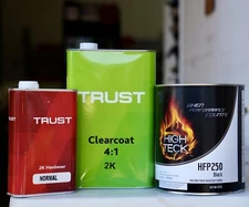 Ebony Black Basecoat Paint & Trust Urethane 2K High Gloss Clear Coat GALLON Kit!