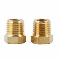 U.S. Solid 2pcs Brass Pipe Fitting Reducer Bushing, MNPT 1/4" x FNPT 1/8"