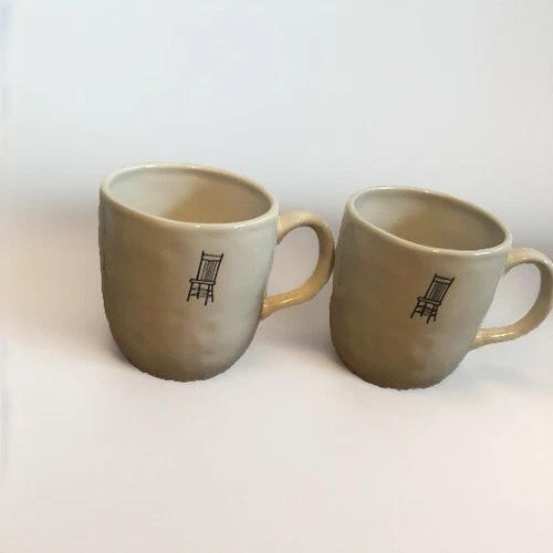 Rae Dunn By Magenta Coffee Mug With Chair Original Dimple Set Of 2