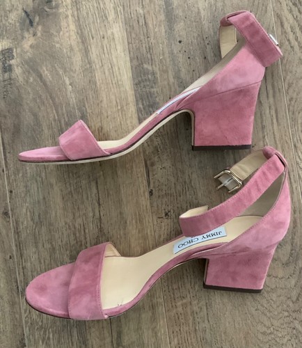 JIMMY CHOO LONDON - WILDLEDER LACK RIEMCHEN SANDALEN - GR. 39,5 - ROSA - MADE in ITALY