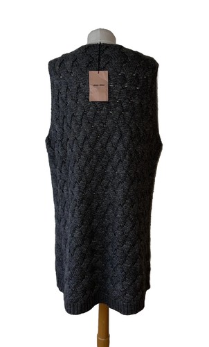 MIU MIU NUEVO CON ETIQUETAS TALLA L GRIS SIN MANGAS GRUESO TEJIDO SUELTO OVERSIZE CÁRDIGAN ABRIGO - Imagen 5 de 7