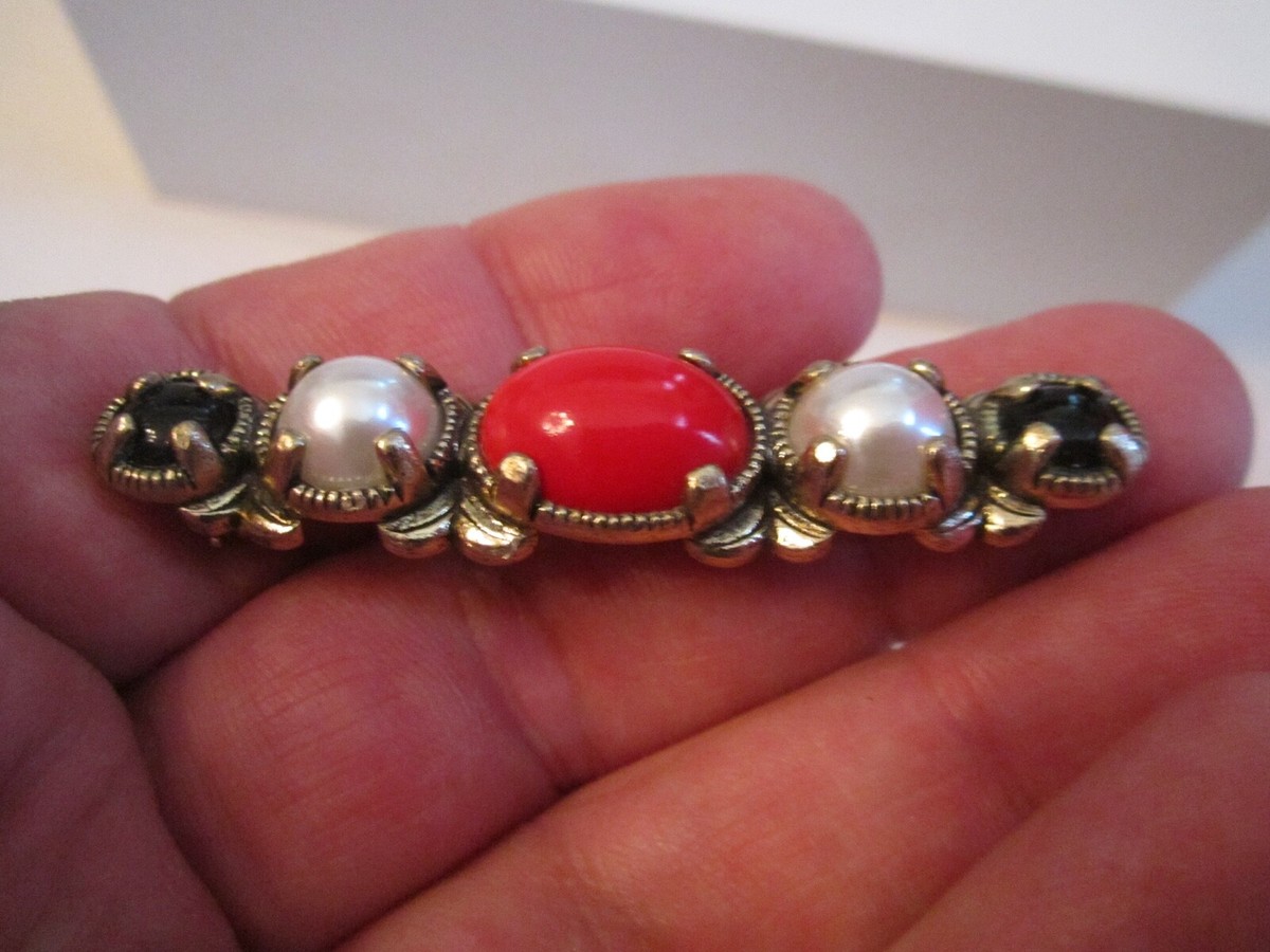 VINTAGE FAUX GEMSTONE BROOCH PIN - SIGNED BY DESIGNER? - BBA28 | eBay
