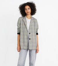 MADEWELL 168 Dorset Blazer in Cosley Plaid Glen Plaid Pearl Ivory Size XS