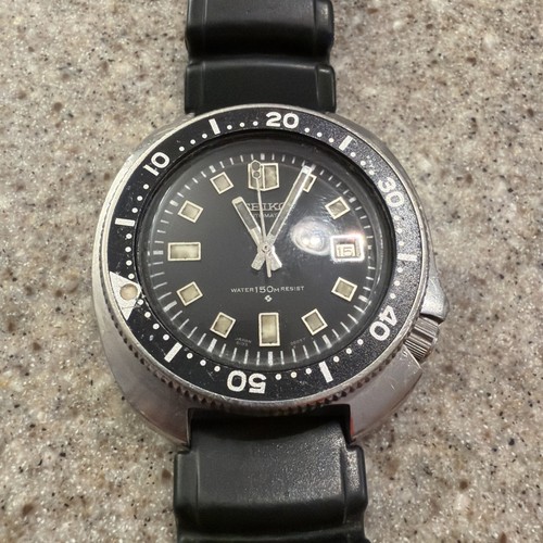 Vintage Seiko 6105-8110 Diver Watch, 150m Resist Dial Runs As Is