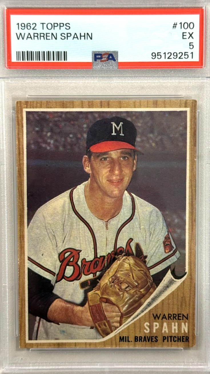 1962 TOPPS #100 WARREN SPAHN PSA 5