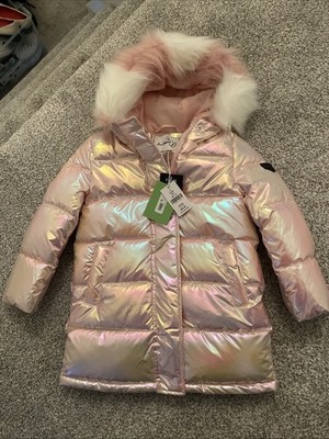 Sam Edelman Winter Faux Fur Coat Jacket Size 5/6 Children s Hooded Coat Saks NWT